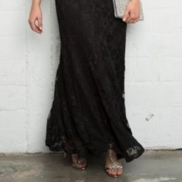 💜KIYONNA NEW 1X fits 14/16 BLACK LACE DRESS GOWN - Picture 13 of 16